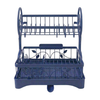 Two-Tier Metal Dish Drying Rack with Drain Board and Cup Holders