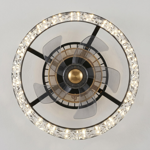 Flush Mount Modern Ceiling Fan with LED Light and Remote Control