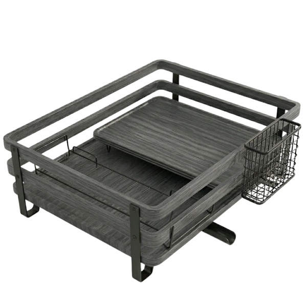 Countertop Dish Drying Rack with Utensils Holder and Drain Tray