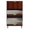 3-Drawer Slim Shoe Cabinet with Flip Compartments and Top Surface