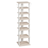 8 Tier Vertical Shoe Rack Narrow Wooden Storage with Side Hooks
