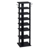 8 Tier Vertical Shoe Rack Narrow Wooden Storage with Side Hooks
