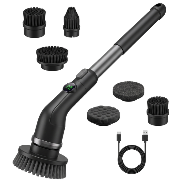 Cordless Electric Spin Scrubber with 7 Heads and Extendable Handle