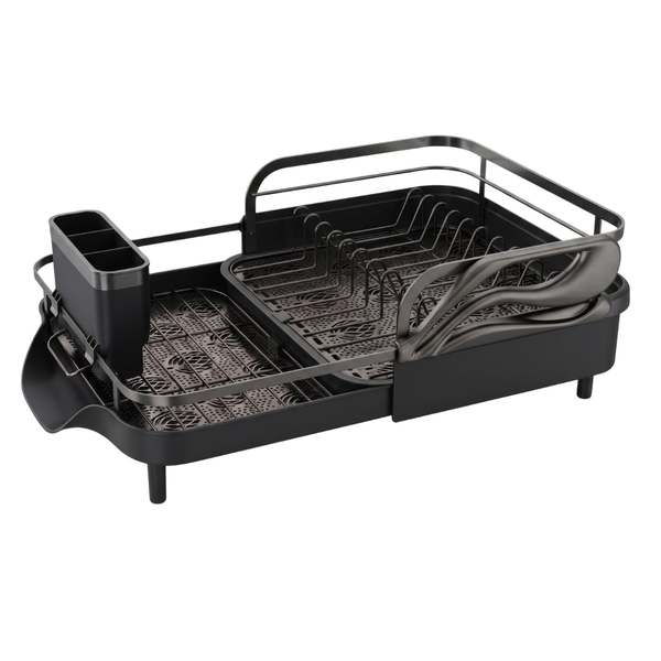 Expandable Stainless Steel Dish Drying Rack with Drainboard Tray