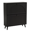 Narrow Shoe Storage Cabinet with 2 Flip Drawers and Top Shelf