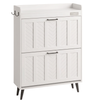 Slim Shoe Storage Cabinet with Two Flip Drawers and Deodorizer