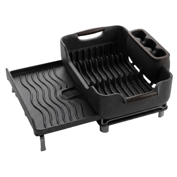 Expandable Over Sink Dish Rack with Drain Tray and Utensil Holder