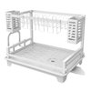 Two-Tier Dish Drying Rack with Drainboard and Utensil Holders