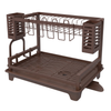 Two-Tier Dish Drying Rack with Drainboard and Utensil Holders