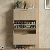 3-Drawer Slim Shoe Cabinet with Flip Compartments and Top Surface
