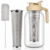 64oz Cold Brew Coffee Maker Glass Mason Pitcher with Filter and Lid