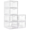 6 Pack Clear Stackable Shoe Storage Boxes with Magnetic Door