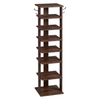 8 Tier Vertical Shoe Rack Narrow Wooden Storage with Side Hooks