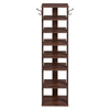 8 Tier Vertical Shoe Rack Narrow Wooden Storage with Side Hooks