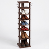 8 Tier Vertical Shoe Rack Narrow Wooden Storage with Side Hooks