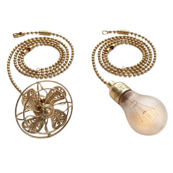 Ceiling Fan Pull Chain Set with Vintage Look Pendants and Metal Chain