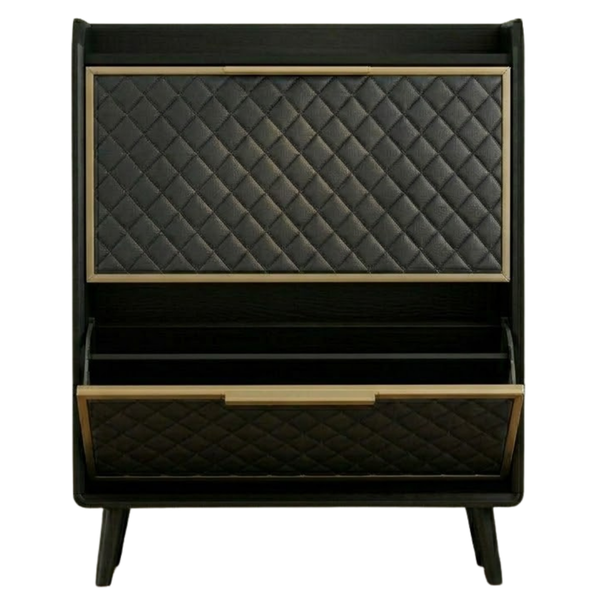 Modern Shoe Storage Cabinet with Flip Drawers and Quilted Panels