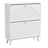 Narrow Shoe Storage Cabinet with 2 Flip Drawers and Top Shelf