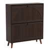 Narrow Shoe Storage Cabinet with 2 Flip Drawers and Top Shelf