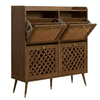 Four Flip-Front Drawer Shoe Cabinet with Adjustable Storage Shelves