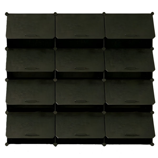 Tiered Cube Shoe Rack with Detachable Panels and Metal Frame